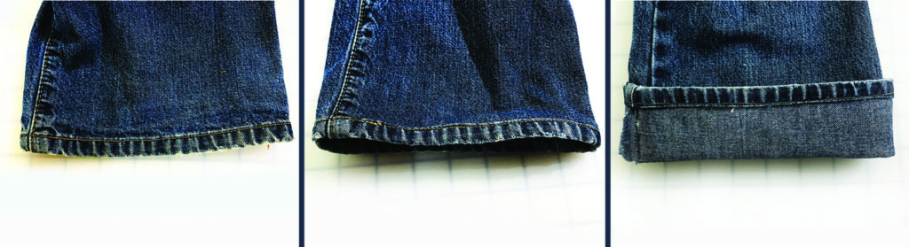 Before and After hemming with Silhouette Original hem method. And you can still cuff your jeans!